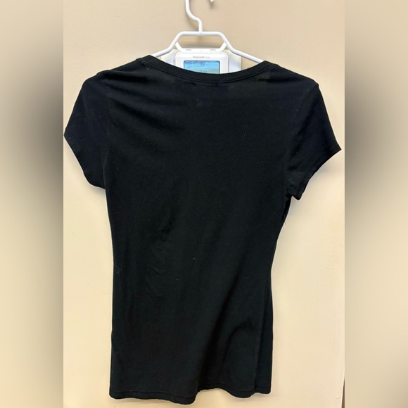 Wet Seal black short sleeve vneck top teens women's size Medium - Picture 2 of 7